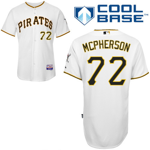 Kyle McPherson #72 MLB Jersey-Pittsburgh Pirates Men's Authentic Home White Cool Base Baseball Jersey